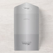 Zilver grijs verzegeld huwelijk all in one uitnodiging (Buitenkant)