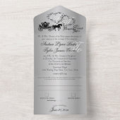 Zilver grijs verzegeld huwelijk all in one uitnodiging (Binnen)