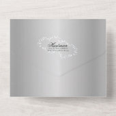 Zilver grijs verzegeld huwelijk all in one uitnodiging (Achterkant)