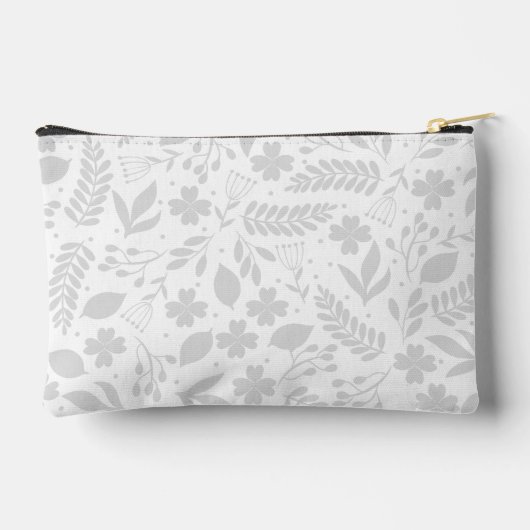 Zilver Grijs & Wit Boho Bladeren Monogram Etui (Achterkant)