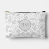 Zilver Grijs & Wit Boho Bladeren Monogram Etui (Voorkant)