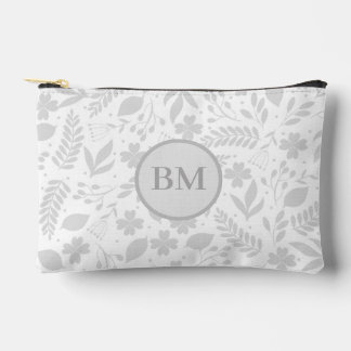 Zilver Grijs & Wit Boho Bladeren Monogram  Etui