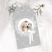 Zilver Grijs & Wit Kerst Krans Foto Cadeaulabel
