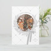 Zilver Grijs & Wit Kerst Krans Foto Feestdagenkaart (Staand voorkant)