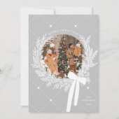 Zilver Grijs & Wit Kerst Krans Foto Feestdagenkaart (Voorkant)