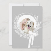 Zilver Grijs & Wit Kerst Krans Minimale Foto Feestdagenkaart (Voorkant)