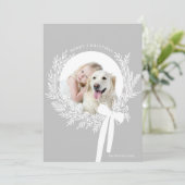 Zilver Grijs & Wit Kerst Krans Minimale Foto Feestdagenkaart (Staand voorkant)