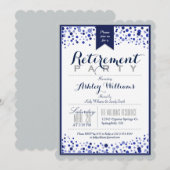Zilver Grijs, Wit, Marine Blauw Pensioenfeest Kaart (Voorkant / Achterkant)