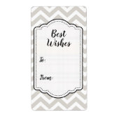 Zilver Grijs & Witte Chevron Trouwsticker Label (Voorkant)