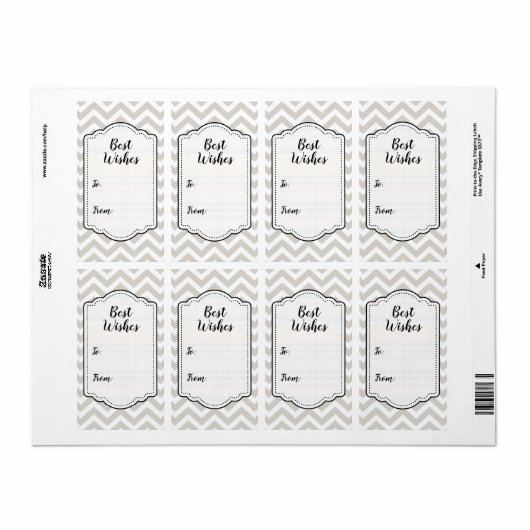 Zilver Grijs & Witte Chevron Trouwsticker Label (Full Sheet)