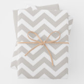 Zilver Grijs & Witte Dikke Chevron Trouw Verjaarda Inpakpapier Vel (In situ)