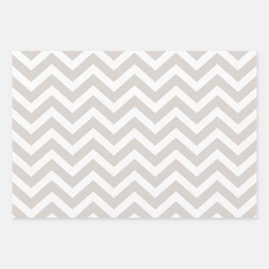 Zilver Grijs & Witte Dikke Chevron Trouw Verjaarda Inpakpapier Vel (Voorkant)
