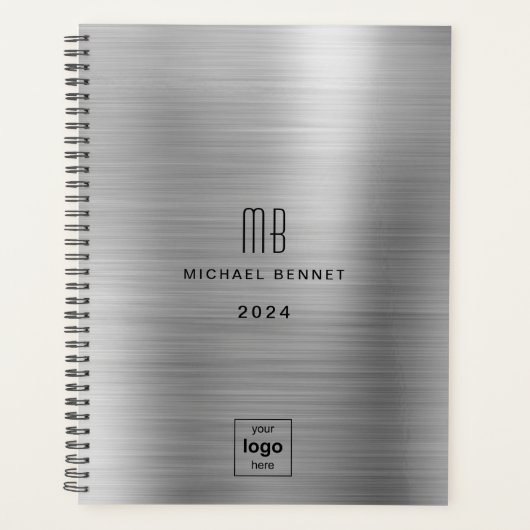Zilver Grijs Zakelijk Logo 2024  Planner (Voorkant)