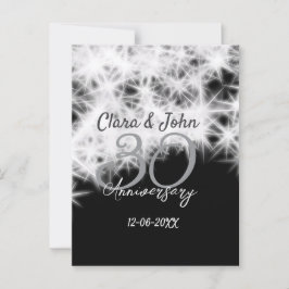 Zilver grijs zwart 30ste huwelijksverjaardag glins briefkaart