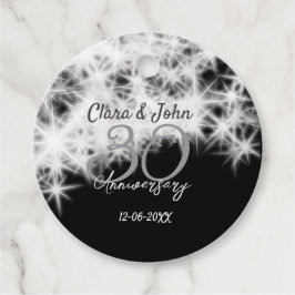 Zilver grijs zwart 30ste huwelijksverjaardag glitt bedankjes labels