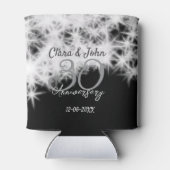 Zilver grijs zwart 30ste huwelijksverjaardag glitt blikjeskoeler (Achterkant)