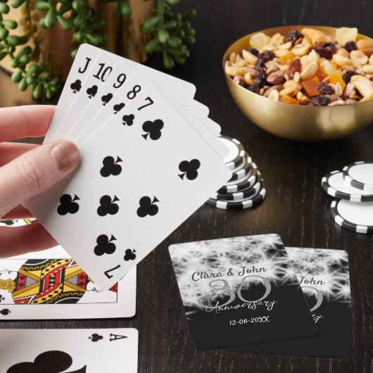Zilver grijs zwart 30ste huwelijksverjaardag glitt pokerkaarten (Insitu)