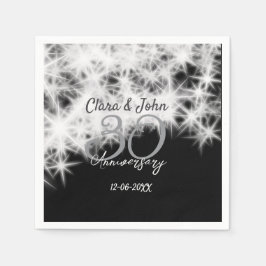 Zilver grijs zwart 30ste huwelijksverjaardag glitt servet