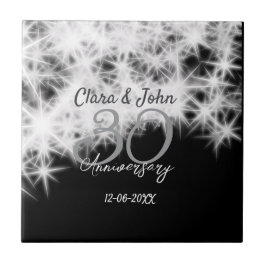 Zilver grijs zwart 30ste huwelijksverjaardag glitt tegeltje