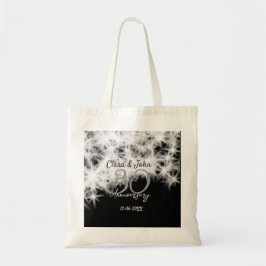 Zilver grijs zwart 30ste huwelijksverjaardag glitt tote bag