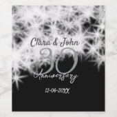 Zilver grijs zwart 30ste huwelijksverjaardag glitt wijn etiket (Enkel label)