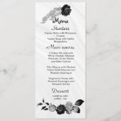 Zilver Grijs & Zwart Bloemen Bruiloft Menu (Voorkant)
