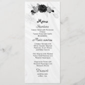 Zilver Grijs & Zwart Bloemen Bruiloft Menu (Voorkant)