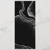 Zilver Grijs & Zwart Bloemen Bruiloft Menu (Achterkant)