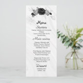 Zilver Grijs & Zwart Bloemen Bruiloft Menu (Staand voorkant)
