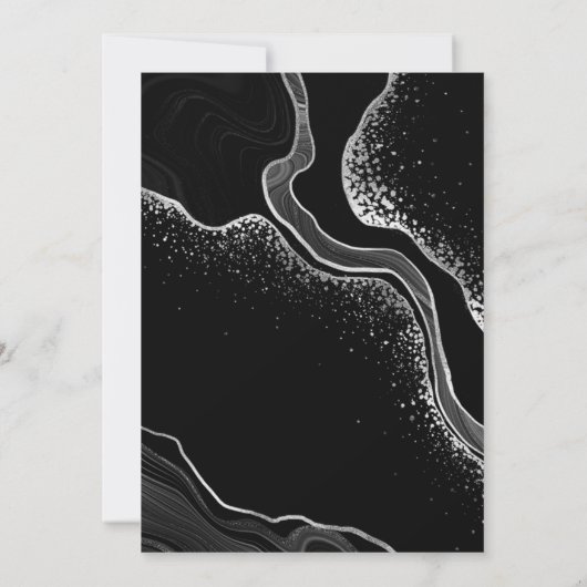 Zilver Grijs & Zwart Bloemen Verjaardag Kaart (Achterkant)