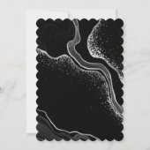 zilver grijs & zwart bloemenkrans bruiloft kaart (Achterkant)