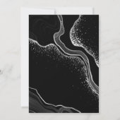 Zilver grijs & zwart bloemenkrans bruiloft kaart (Achterkant)