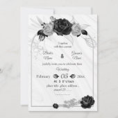 Zilver grijs & zwart botanische geometrische bruil kaart (Voorkant)