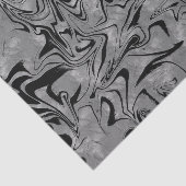 Zilver Grijs Zwart Elegant Glam Marble Swirl Party Tissuepapier (Detail)
