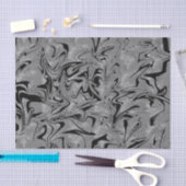 Zilver Grijs Zwart Elegant Glam Marble Swirl Party Tissuepapier (Craft)