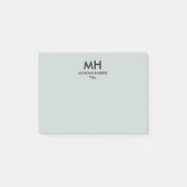 Zilver Grijs Zwart Minimaal Schoon Initiaal Post-it® Notes (Voorkant)