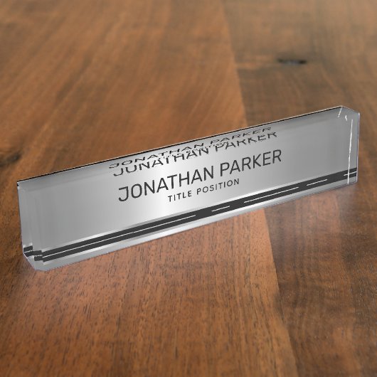 Zilver-grijze achtergrond naambordje (Zijkant)