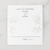 Zilver grijze bladeren botanische legante bruiloft plaatskaartje (Buitenkant ongevouwen)