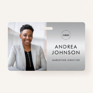 Zilver grijze foto-id-Kaart met aangepaste Logo en Badge