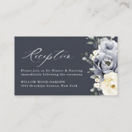 Zilver grijze ivoor Floral Winter Weduwen Ontvangs Informatiekaartje