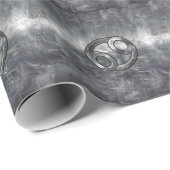 Zilver Grijze Kanker Zodiab Teken in Verdrukte Sti Cadeaupapier (Rol Hoek)