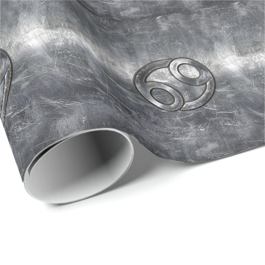 Zilver Grijze Kanker Zodiab Teken in Verdrukte Sti Cadeaupapier (Rol Hoek)