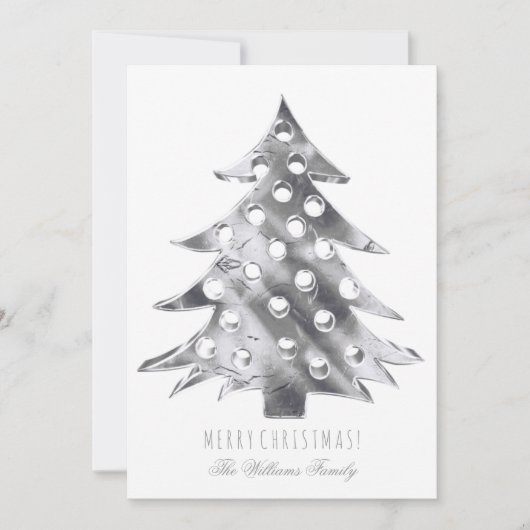 Zilver grijze kerstboom Modern Elegant Kaart (Voorkant)