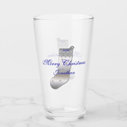 Zilver grijze kerststaart Pint Tumbler Glass (Voorkant)