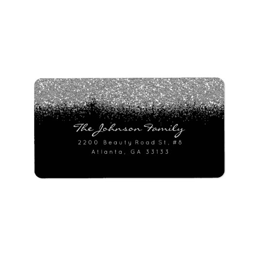 Zilver grijze onbuigzame glitterpenseelstreek etiket (Voorkant)