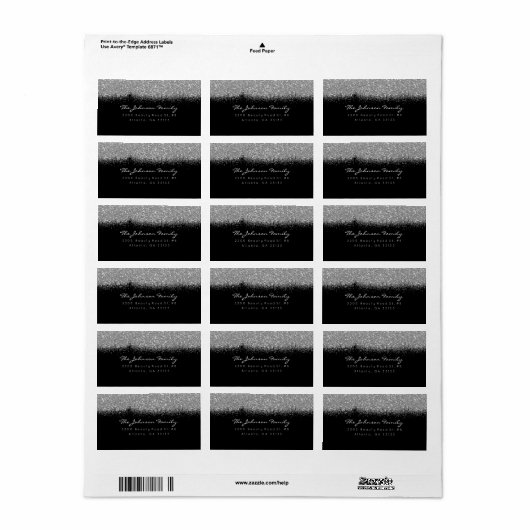 Zilver grijze onbuigzame glitterpenseelstreek etiket (Full Sheet)