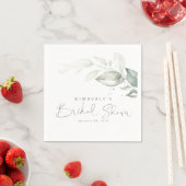 Zilver groen blad elegant bruidsfeest servet (Insitu)