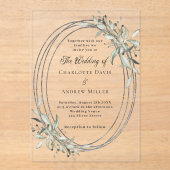 Zilver groen duidelijke bruiloft acryl uitnodigingen (Voorkant)