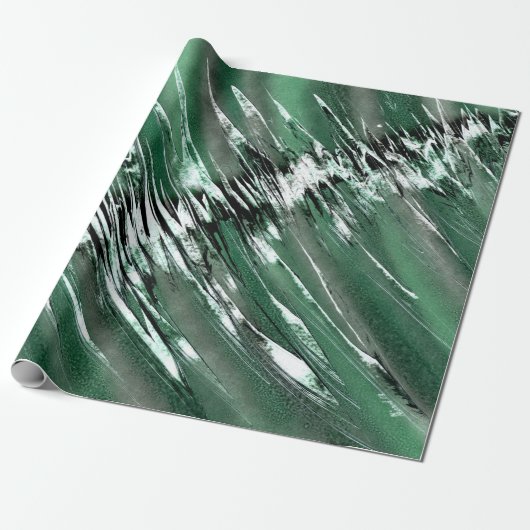 Zilver Groen naar Zwarte Abstract Cadeaupapier (Uitgerold)