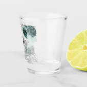 Zilver groene bloemen elegante monogram naam shot glas (Rechts)